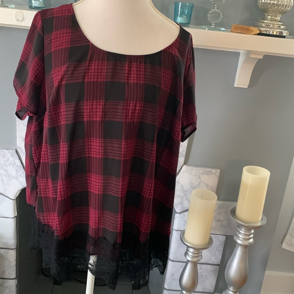 Torrid size 2X red/black checked top